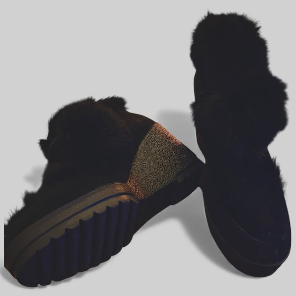 Coach Luxe Black Rabbit Fur Booties - Picture 2 of 12